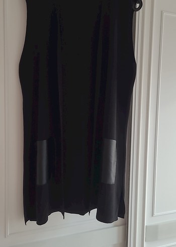 Siyah Oversize Kadın Midi Yelek - Görsel 8