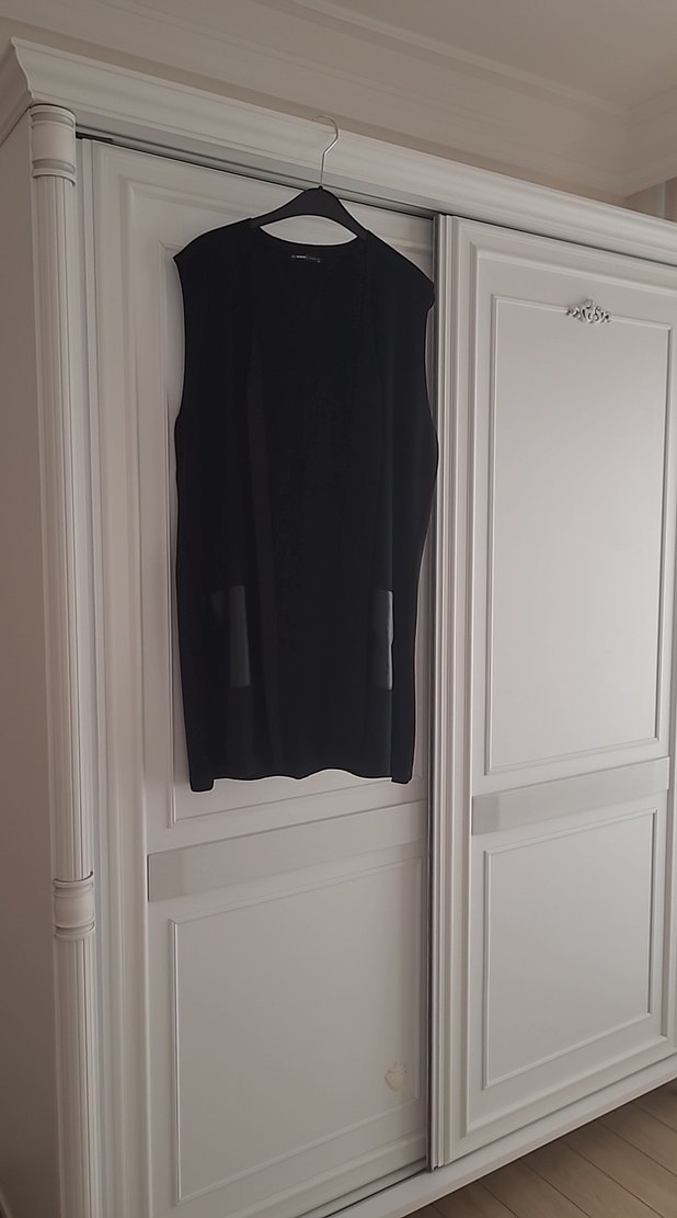 Siyah Oversize Kadın Midi Yelek - Görsel 3