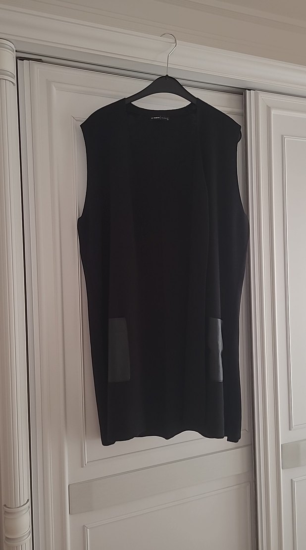 Siyah Oversize Kadın Midi Yelek - Görsel 2