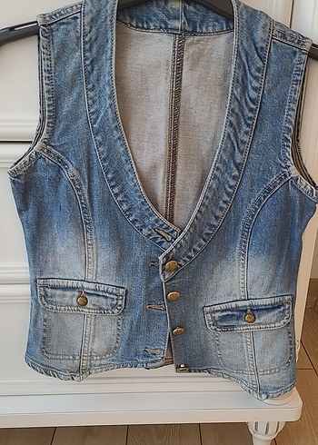 Diğer Düğmeli Jean Kadın Yelek