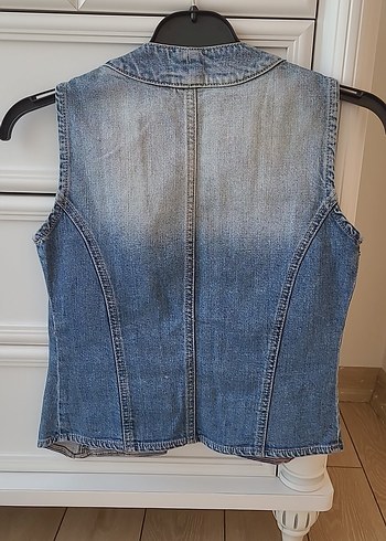 s Beden mavi Renk Düğmeli Jean Kadın Yelek