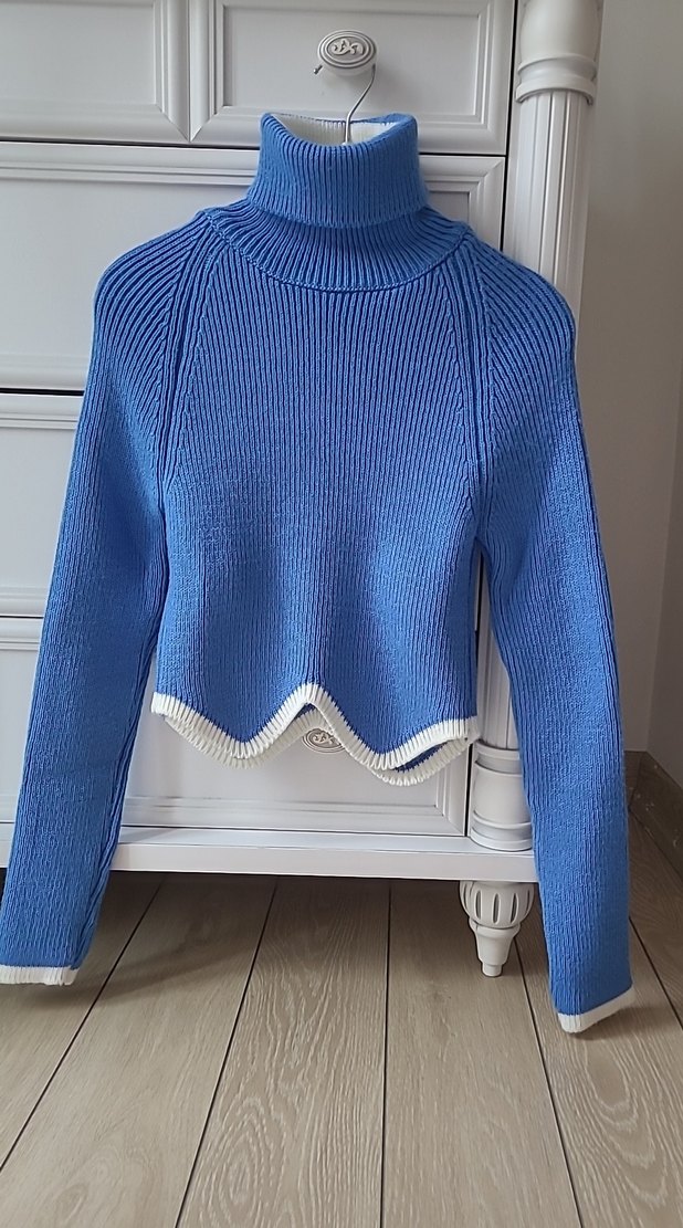 Mavi Boğazlı   Crop Kazak - Görsel 4