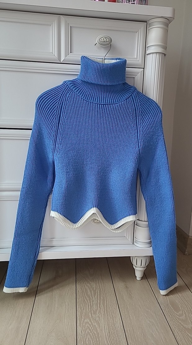 Mavi Boğazlı   Crop Kazak - Görsel 2