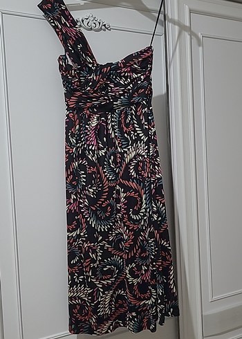 Çok Renkli Tek  Askılı Elbise - Görsel 6