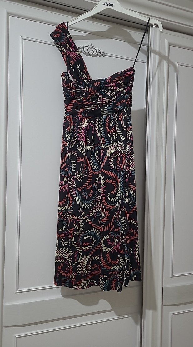 Çok Renkli Tek  Askılı Elbise - Görsel 2