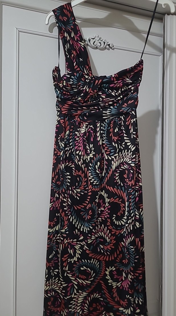 Çok Renkli Tek  Askılı Elbise - Görsel 4