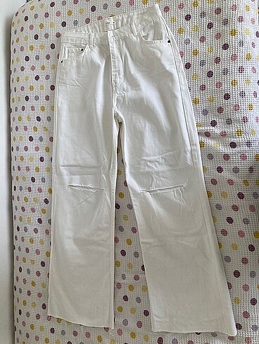 Beyaz wide leg jean