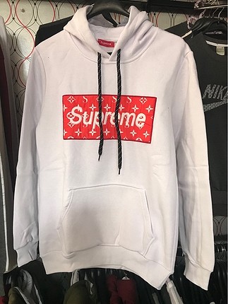 Beyaz renk kapşonlu sweetshirt Supreme