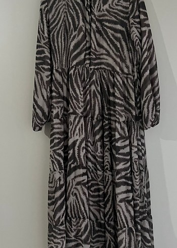 Bohem Zebra Desenli Uzun Elbise