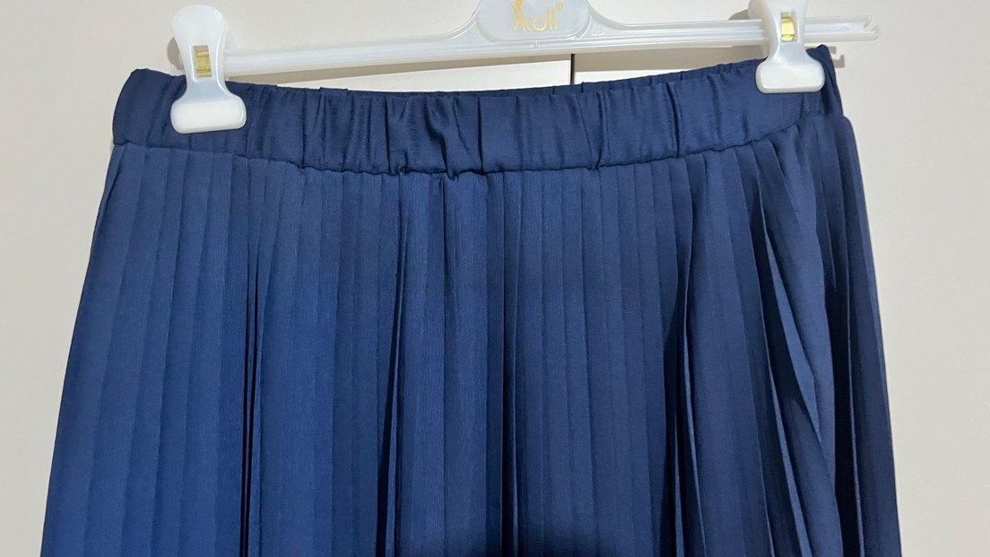 Kadın Lacivert Piliseli Uzun Etek - Görsel 4