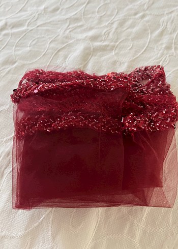 Bordo Kurdeleli ve laciver Duvak/Düğün Aksesuar Seti - Görsel 3