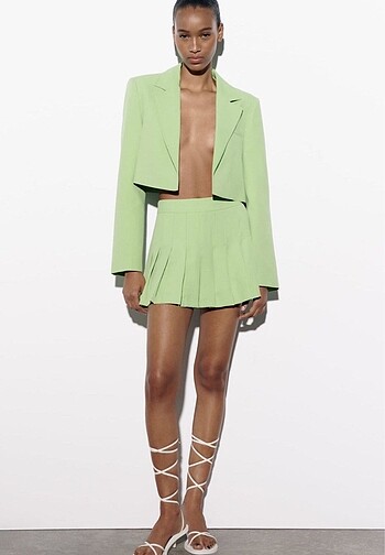s Beden yeşil Renk Zara crop blazer