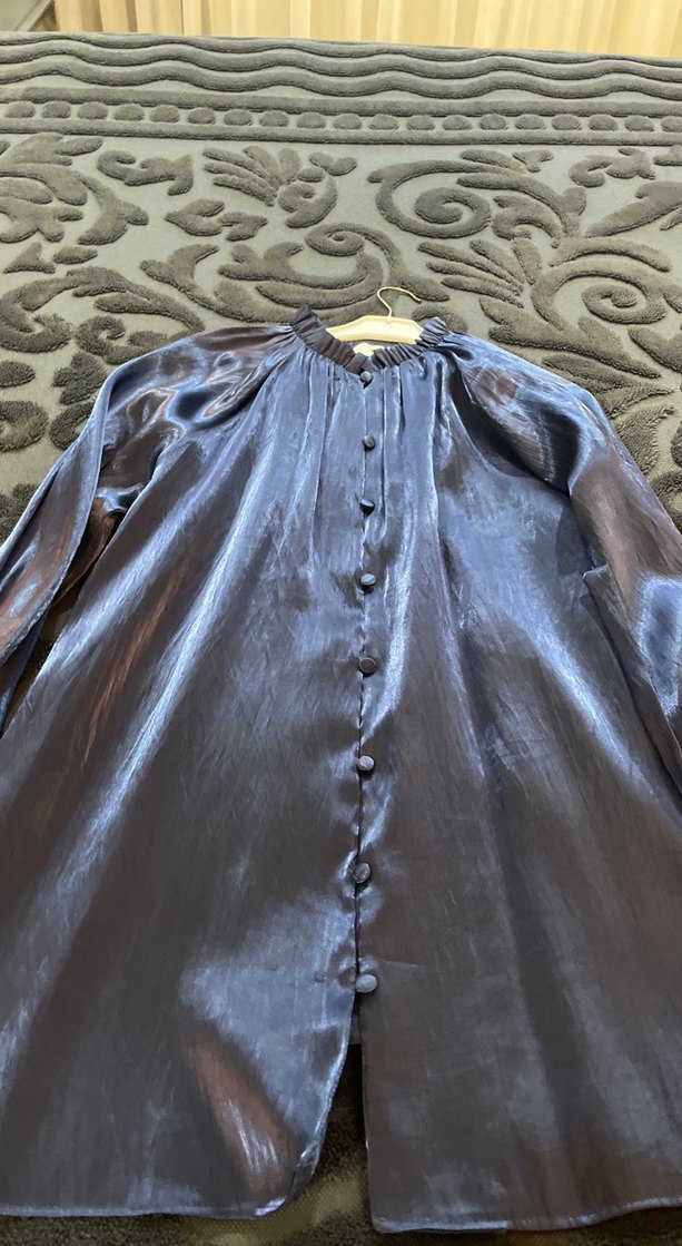 Lacivert tunik Saten parlak - Görsel 4