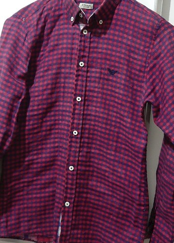 Bordo Kareli Erkek Gömlek, Uzun Kollu, Düğmeli - Görsel 3