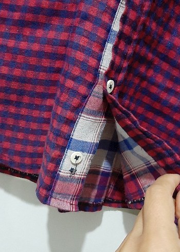 Bordo Kareli Erkek Gömlek, Uzun Kollu, Düğmeli - Görsel 2