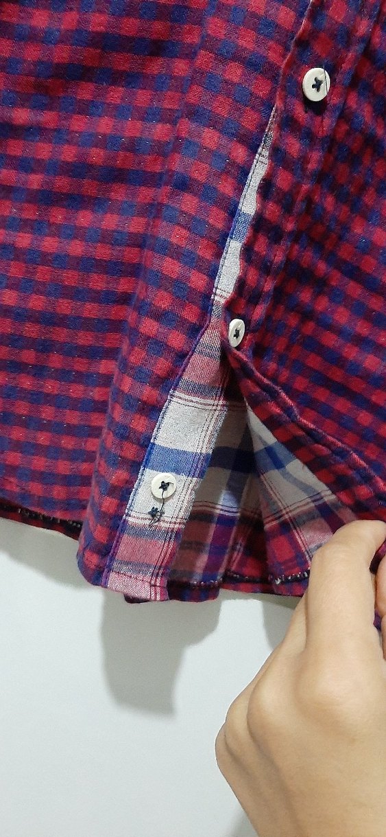 Bordo Kareli Erkek Gömlek, Uzun Kollu, Düğmeli - Görsel 2