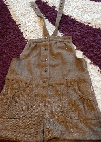 Kahverengi Triko Yün salopet - Görsel 3