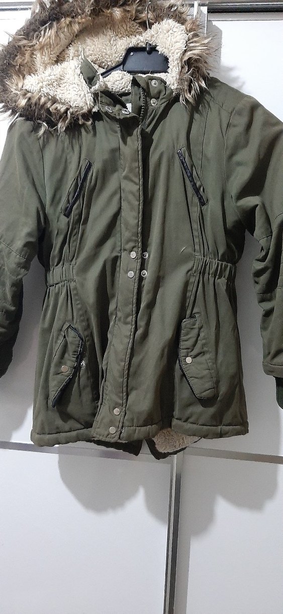 Düğmeli ve fermuarlı haki Kadın Ceket - Görsel 4