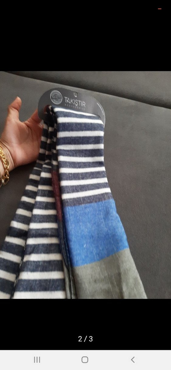 Çizgili bayan Atkı şal - Görsel 2