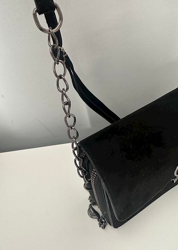 Zara Siyah Süet Zincir Detaylı Kadın Çanta
