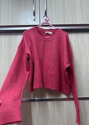 Pembe Triko Kadın Uzun Kollu Kazak