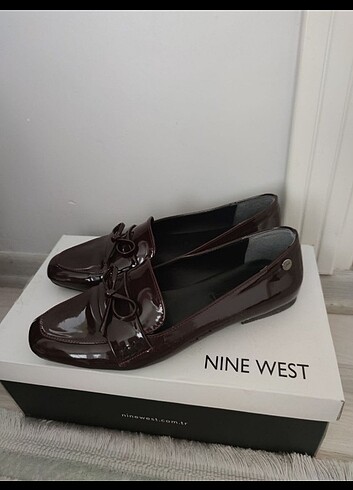 Nine West Nine West bordo kadın rugan babet laofer