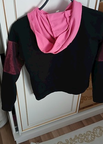Kız Çocuk Pembe Kapüşonlu Sweatshirt - Görsel 3