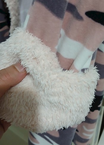 Gri Kamuflaj Desenli Peluş Detaylı Kadın Ceket - Görsel 4