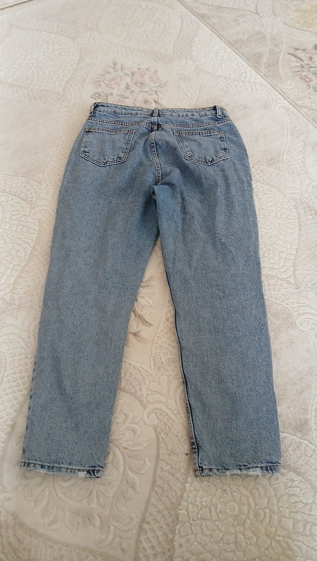 Kadın Mavi Loose Fit Denim Pantolon - Görsel 5