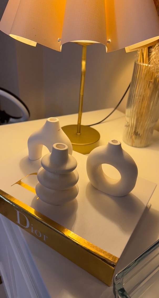 Beyaz Modern Seramik Vazo Seti - Görsel 3