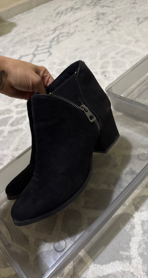 Siyah Kadın Blok Topuklu Bot Velcro - Görsel 2