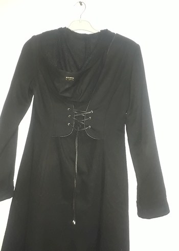 Siyah Fermuarlı Uzun Kadın Kaban - Görsel 2