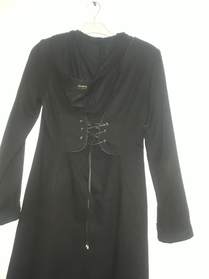 Siyah Fermuarlı Uzun Kadın Kaban - Görsel 2