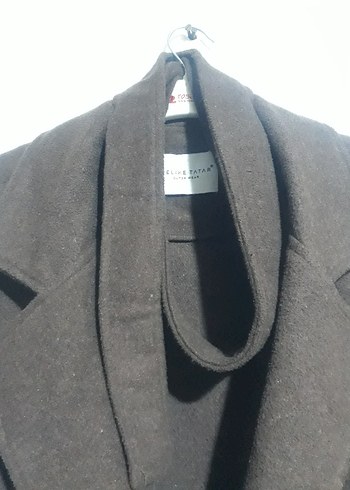 Düğmeli Kaşe Kadın Kısa Kahverengi Ceket - Görsel 3