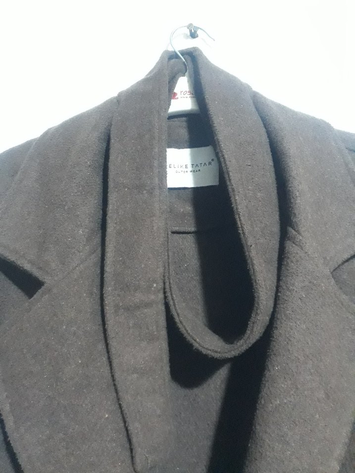 Düğmeli Kaşe Kadın Kısa Kahverengi Ceket - Görsel 3