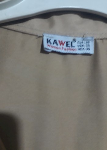 Bej Düğmeli Uzun Keten Kadın Trençkot - Görsel 5