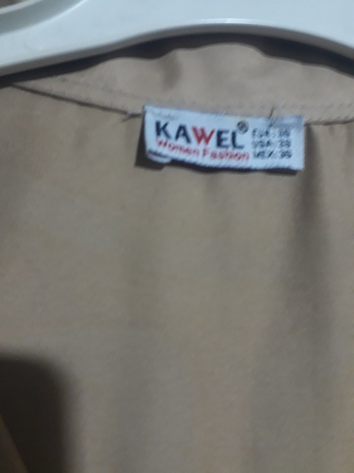 Bej Düğmeli Uzun Keten Kadın Trençkot - Görsel 5