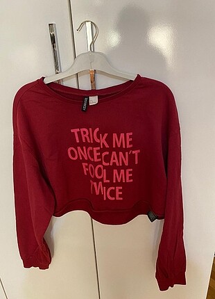 H&M bordo kısa sweat