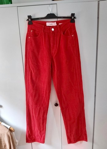 bershka mom jeans Kadife Pantolon