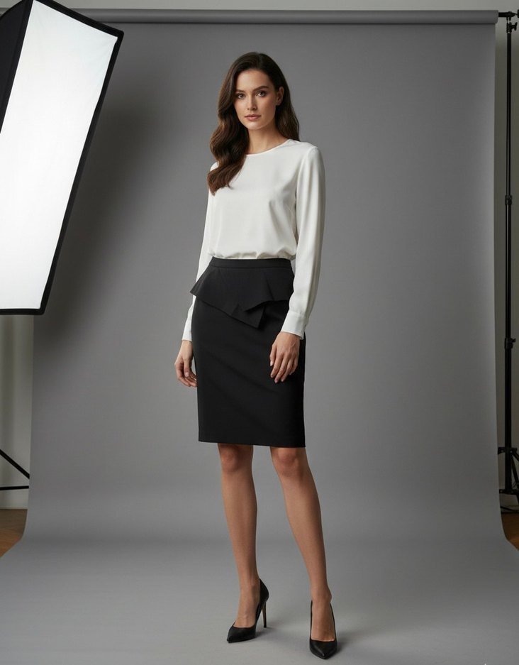 Gri Pliseli Mini Kalem Etek - Görsel 2