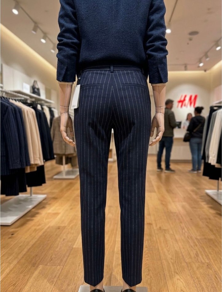 H&M Lacivert Çizgili Pantolon — görsel 2/4