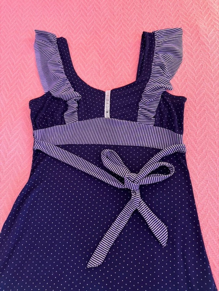 Puantiyeli Fırfırlı Mini Elbise - Görsel 3