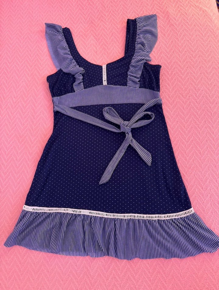 Puantiyeli Fırfırlı Mini Elbise - Görsel 2