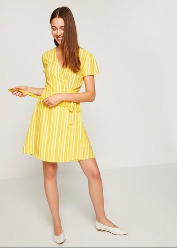 Sarı Bohem Mini Elbise - Görsel 4