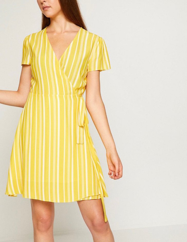 Sarı Bohem Mini Elbise - Görsel 5