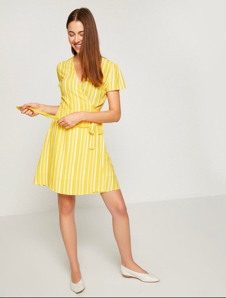 Sarı Bohem Mini Elbise - Görsel 4