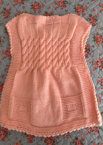 Kız Çocuk Pembe Örgü Kolsuz Yelek - Görsel 7