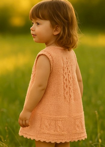 Kız Çocuk Pembe Örgü Kolsuz Yelek - Görsel 3