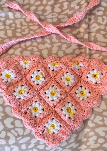 Pembe Örgü Bohem Saç Bandı - Görsel 3