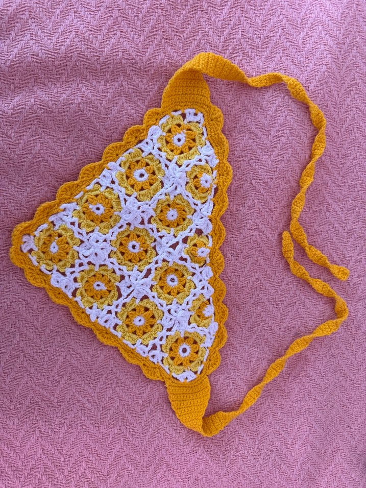 Sarı Dantel Detaylı Örgü Bohem Saç Bandı - Görsel 2